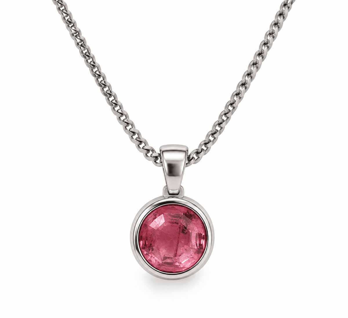 Pink Tourmaline Necklace - Sterling Silver 925 - Sila Silver Jewelry