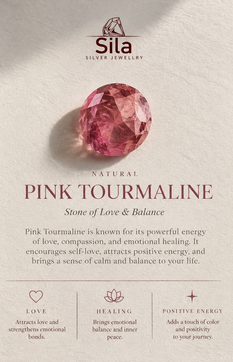 Pink Tourmaline Necklace - Sterling Silver 925 - Sila Silver Jewelry