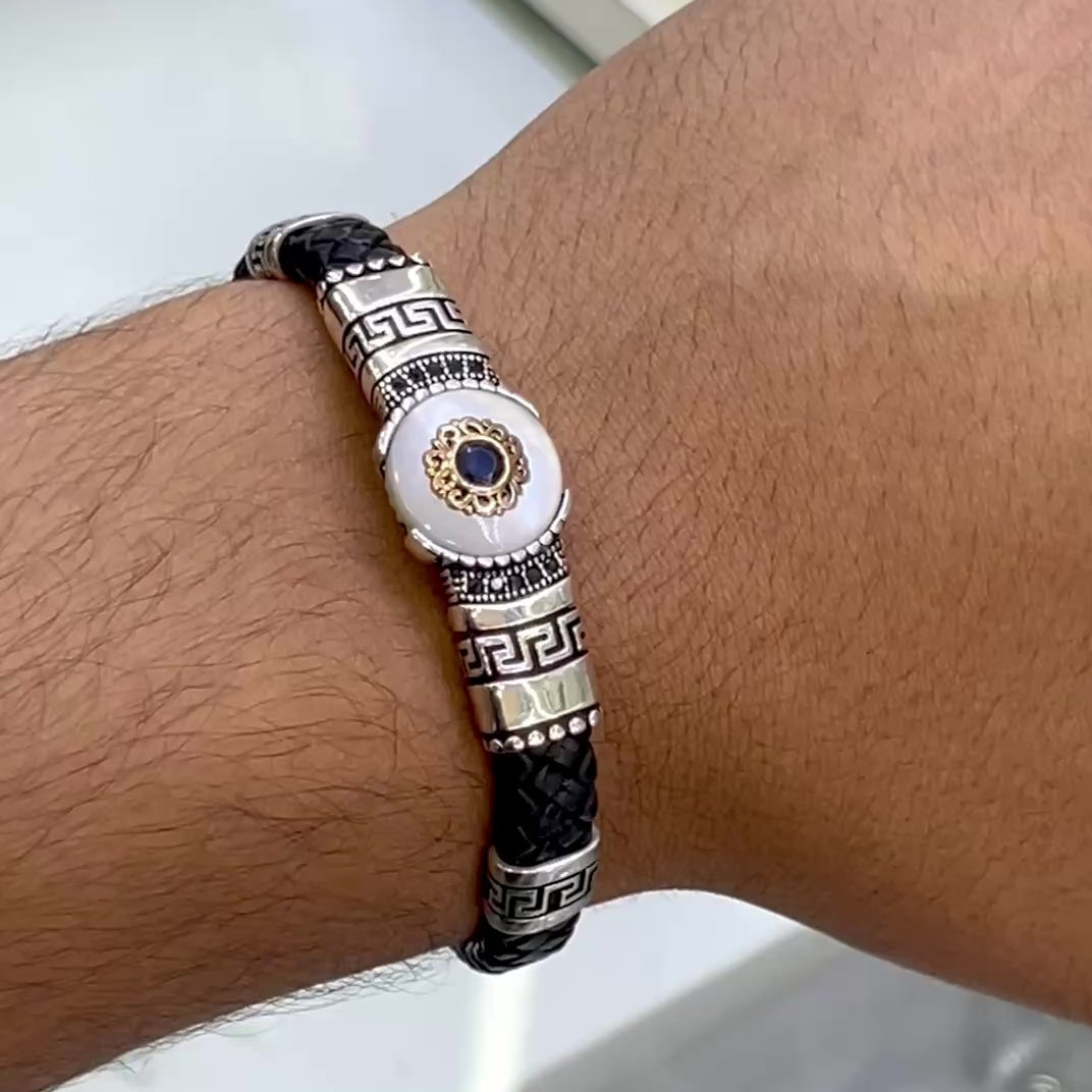 Acadia Leather Bracelet - S925 Sterling Silver