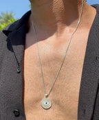 Radiant Eye Necklace -Pure Sterling Silver 925s - 60cm - Sila Silver Jewelry