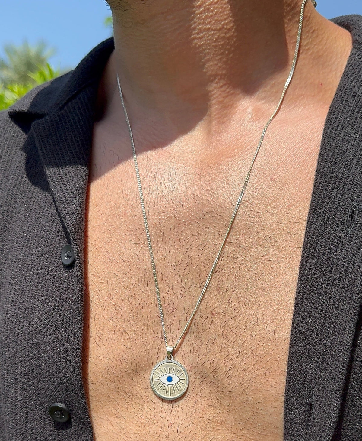Radiant Eye Necklace -Pure Sterling Silver 925s - 60cm - Sila Silver Jewelry