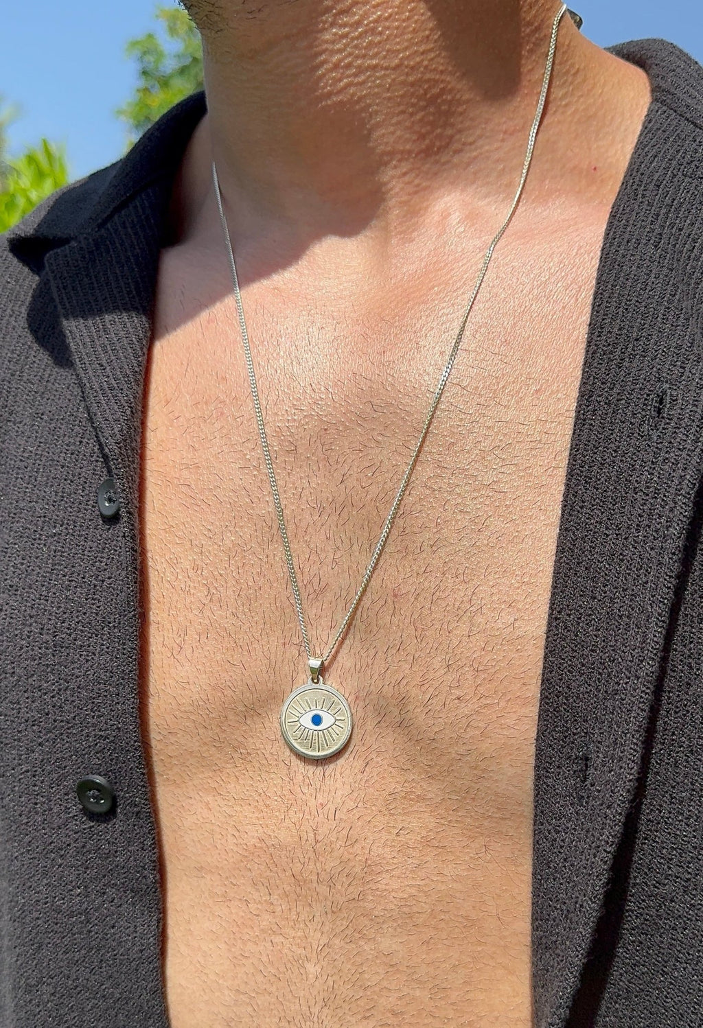 Radiant Eye Necklace -Pure Sterling Silver 925s - 60cm - Sila Silver Jewelry