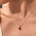 Red Pear Stone Necklace - Sila Silver Jewelry
