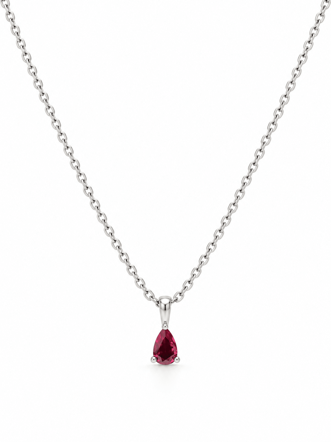 Red Pear Stone Necklace - Sila Silver Jewelry