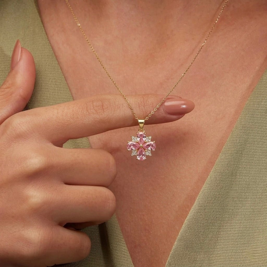 Rosé Petals Necklace - Gold - Sila Silver Jewelry