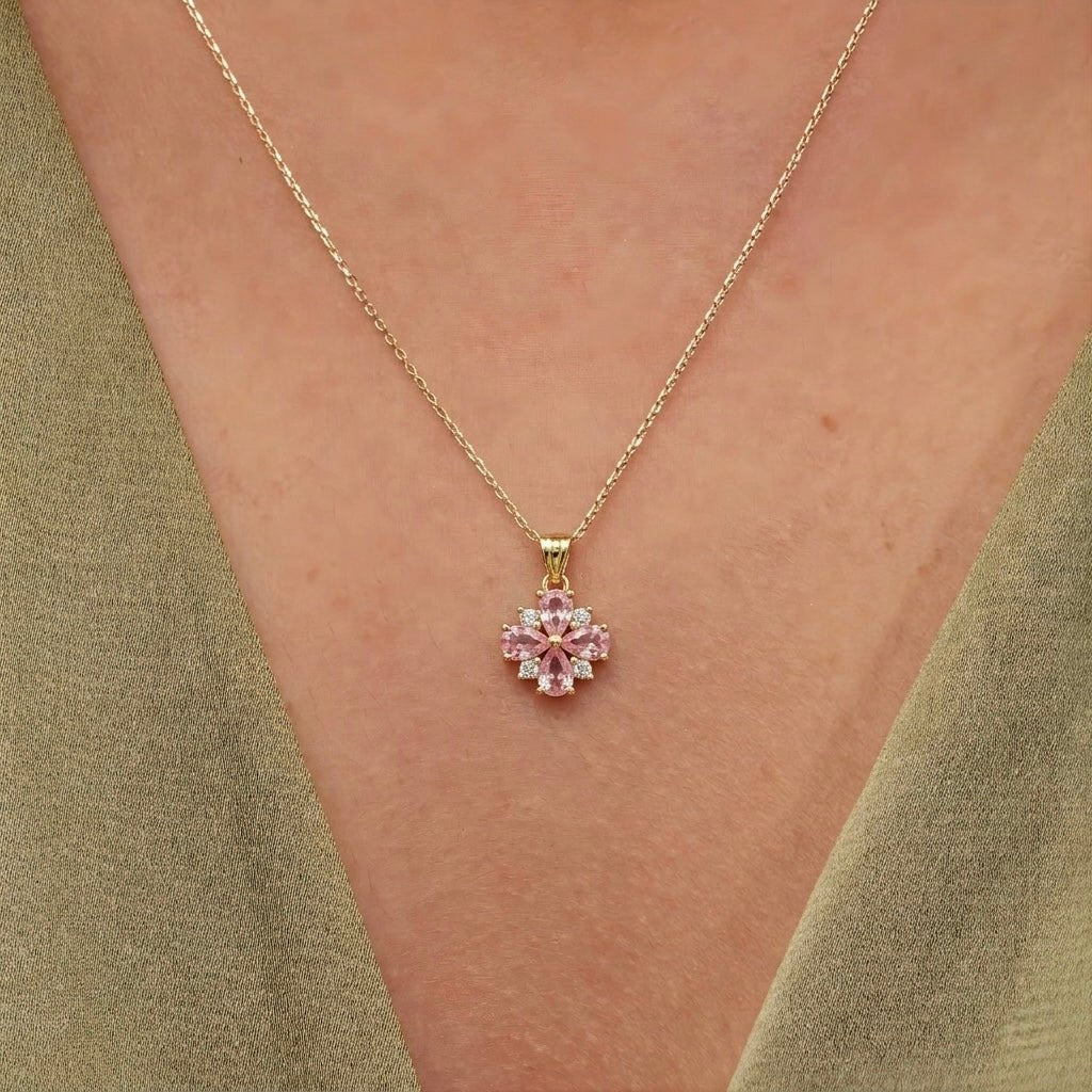 Rosé Petals Necklace - Gold - Sila Silver Jewelry